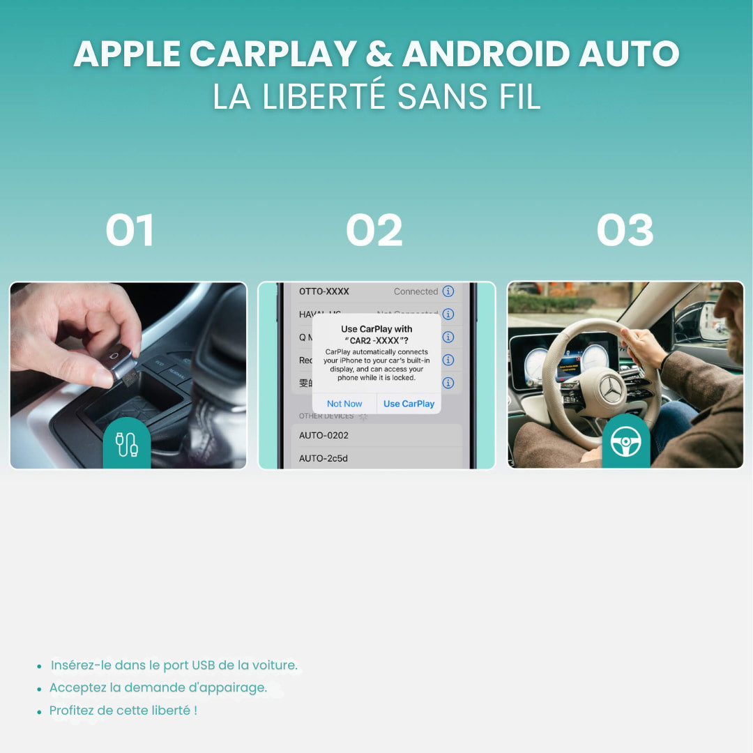 MiniCube 3.0 - Adaptateur sans fil CarPlay/Android Auto